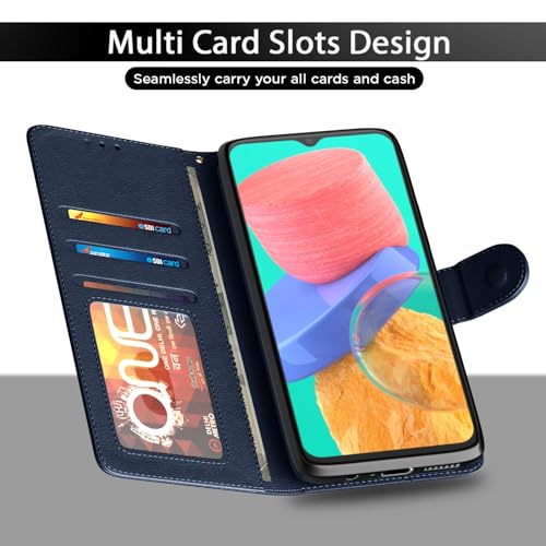 Pikkme Flip Cover for Samsung Galaxy M33 5G| Leather Finish | Shockproof with Card Pockets & Wallet Stand | Ultimate Protection Case(Blue) - Image 5