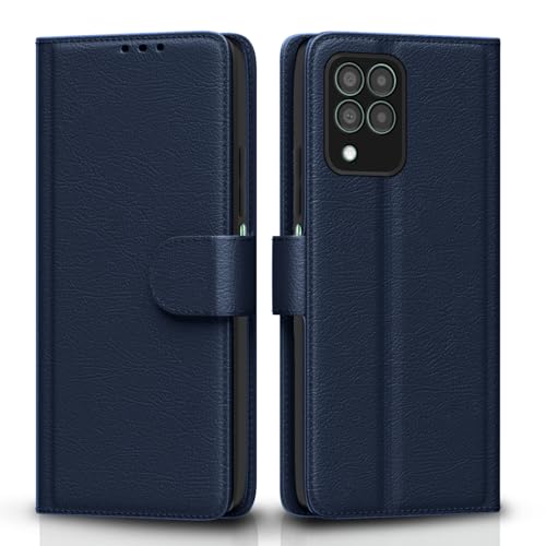 Pikkme Flip Cover for Samsung Galaxy M33 5G| Leather Finish | Shockproof with Card Pockets & Wallet Stand | Ultimate Protection Case(Blue) - Image 1