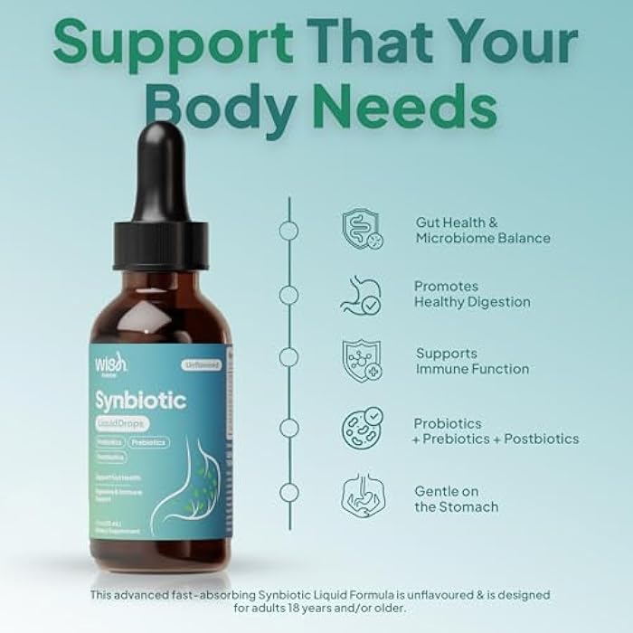 Wish Fusion Synbiotic Liquid Probiotic for Women & Men, Probiotics Prebiotics Postbiotics for Gut Health Digestive & Immune Support, Organic Pre and Probiotic Drops 2 Billion CFU, 30mL 2-Pack - Image 3