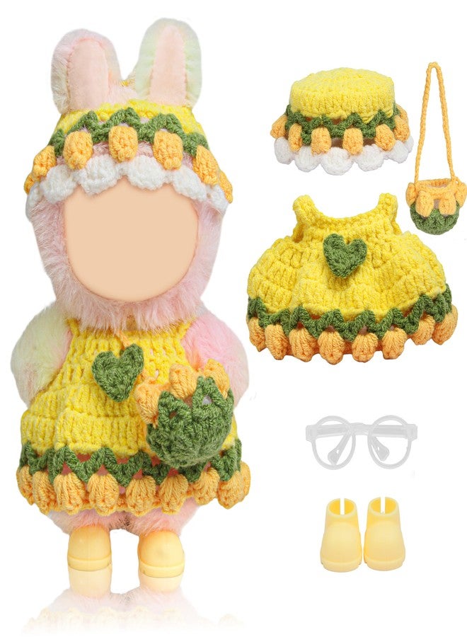 Voccim Handmade Clothes for 17cm Doll 20cm Doll with Woolen Tulip Dress, Flower Hat, Shoulder Bag and Dolls Accessories - Image 1