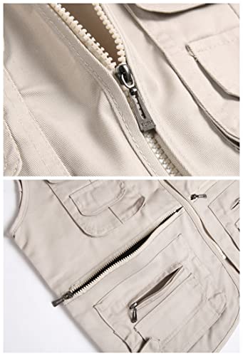 LISUHEPEAL Men's Fishing Vest Summer Outdoor Work Safari Travel Photo Vests with Multi Pockets (L,S18-Beige) - Image 5