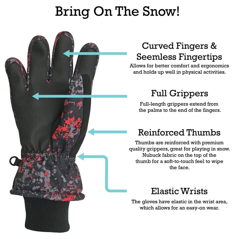 N'Ice Caps Kids Waterproof Winter Thinsulate Warm Gloves (Red Camo, 5-6 Years) - Image 4