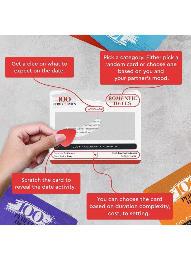 ARTAGIA 100 Date Night Ideas Scratch-Off Cards: Fun & Romantic Game for Couples | Special Anniversary Surprise for Him, Her, Boyfriend, Girlfriend, Wife, or Husband | 5 Categories for Relationship Building! - Image 4