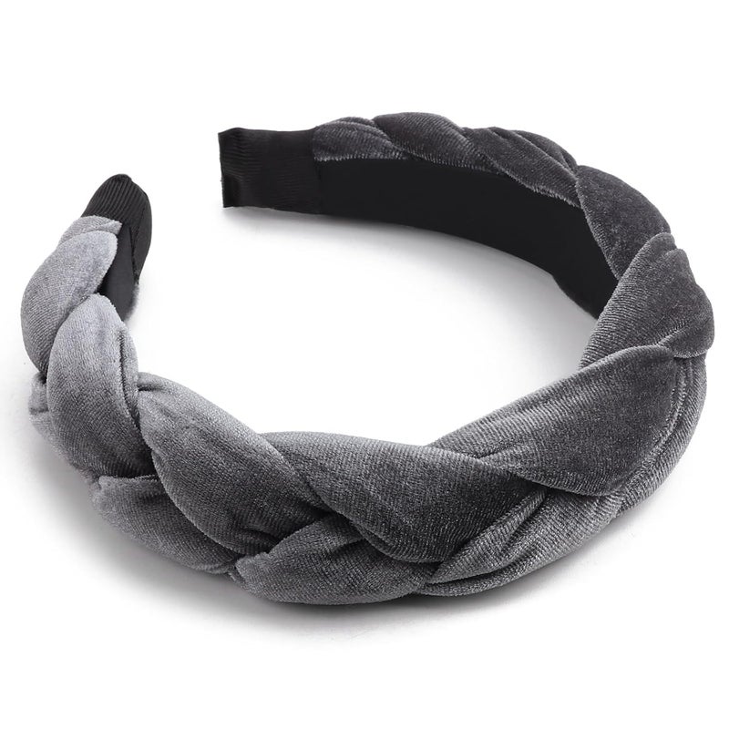 DRESHOW Braided Headbands for Women Velvet Hair Hoop Elastic Criss Cross Hair Bands Accessories