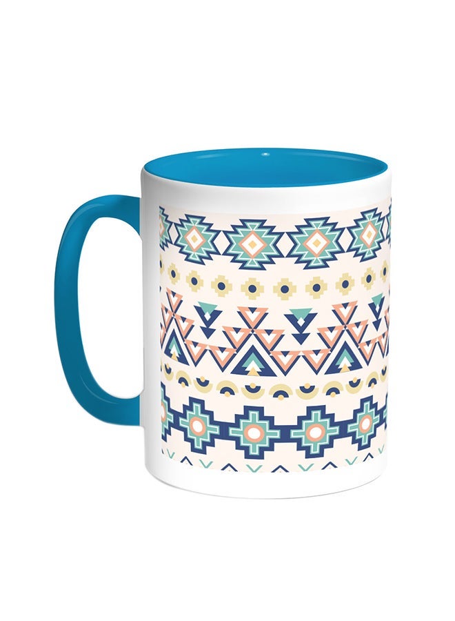 RYN Traditional Ramadan Decoration Printed Coffee Mug Turquoise/White 11ounce