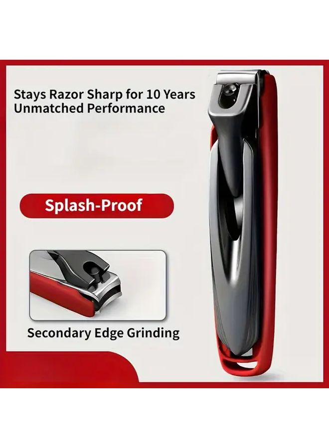 Red Large Flat Nail Clipper And File Set Professional Sharp Stainless Steel For Thick Hard Ingrown Nails - Image 1