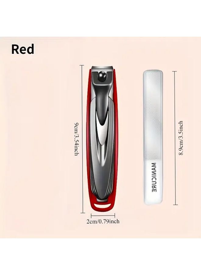 Red Large Flat Nail Clipper And File Set Professional Sharp Stainless Steel For Thick Hard Ingrown Nails - Image 4