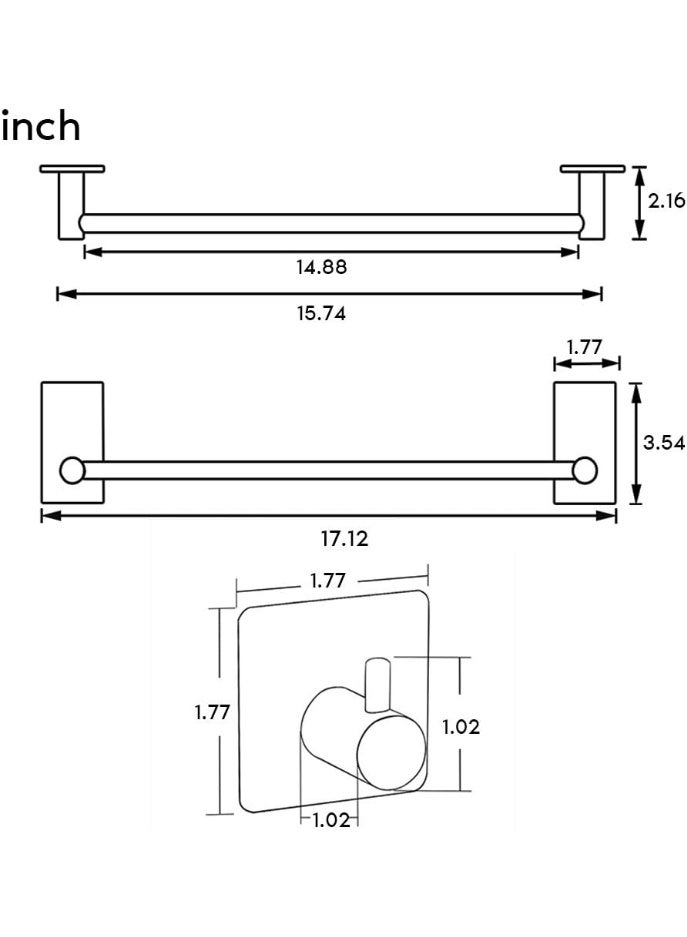 Towel Rack Set with 2 Hook 304 Stainless Steel Wall Mounted Holder No drilling Bathroom Cleaning Tools Holder Kitchen Hardware Set - Image 2