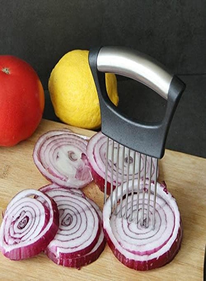 LOZOX Stainless Steel Onion Holder for Slicing - Food Slicer Assistant Onion Comb - Food Slicer Assistant Tool for Slicing Potato, Tomato, Avocado, Cucumber, and Egg (1 Unit) - Image 3
