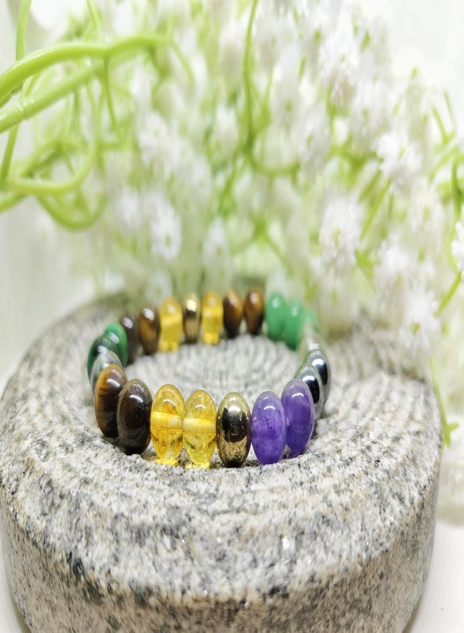 GEMTUB Money Magnet Bracelet - 8mm Natural Gemstone Beads for Men and Women - Golden Pyrite, Tiger Eye, Aventurine, Citrine, Amethyst, Hematite, Clear Quartz - Image 5