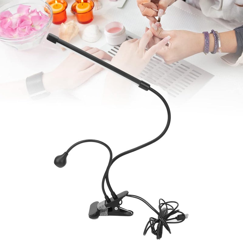 7W Clip On Nail Art Lamp, Flexible Gooseneck Desk Lamp with Clamp, 10 Brightness Gears and 3 Modes for Gel Curing and Lighting, Metal Plastic Nail Glue Curing Light for - Image 3