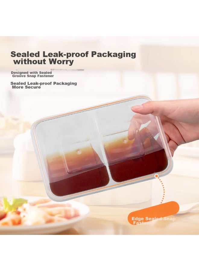 Temeiju Disposable Transparent Plastic Two-compartment Lunch Boxes, Thickened With Lids, Takeout Containers, Tableware, 50 Sets, 1000 Model, Microwave Safe - Image 4