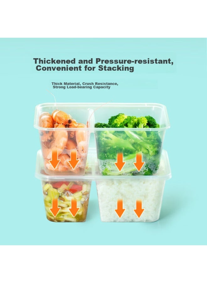 Temeiju Disposable Transparent Plastic Two-compartment Lunch Boxes, Thickened With Lids, Takeout Containers, Tableware, 50 Sets, 1000 Model, Microwave Safe - Image 5