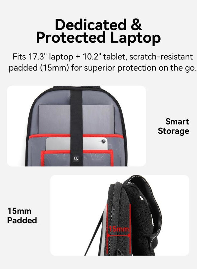 CROSS+GEAR Laptop Backpack for Men, 17.3 Inch Large Travel Backpack with Anti-theft Lock, Water Resistant Business Computer Backpack with USB Charging Port, Breathable Padded, Casual Daypacks - Image 5