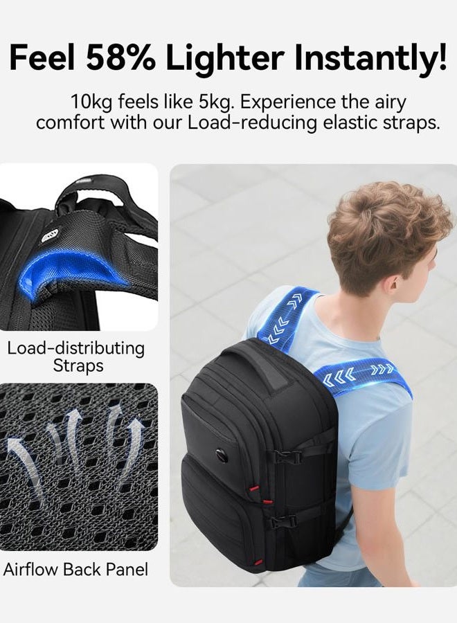 CROSS+GEAR Laptop Backpack for Men, 17.3 Inch Large Travel Backpack with Anti-theft Lock, Water Resistant Business Computer Backpack with USB Charging Port, Breathable Padded, Casual Daypacks - Image 3