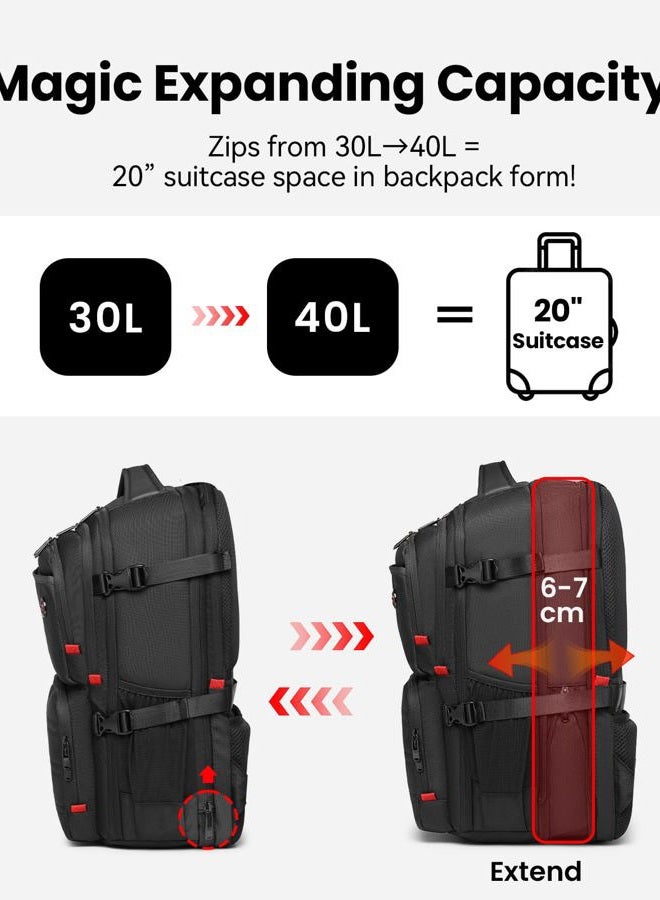 CROSS+GEAR Laptop Backpack for Men, 17.3 Inch Large Travel Backpack with Anti-theft Lock, Water Resistant Business Computer Backpack with USB Charging Port, Breathable Padded, Casual Daypacks - Image 2