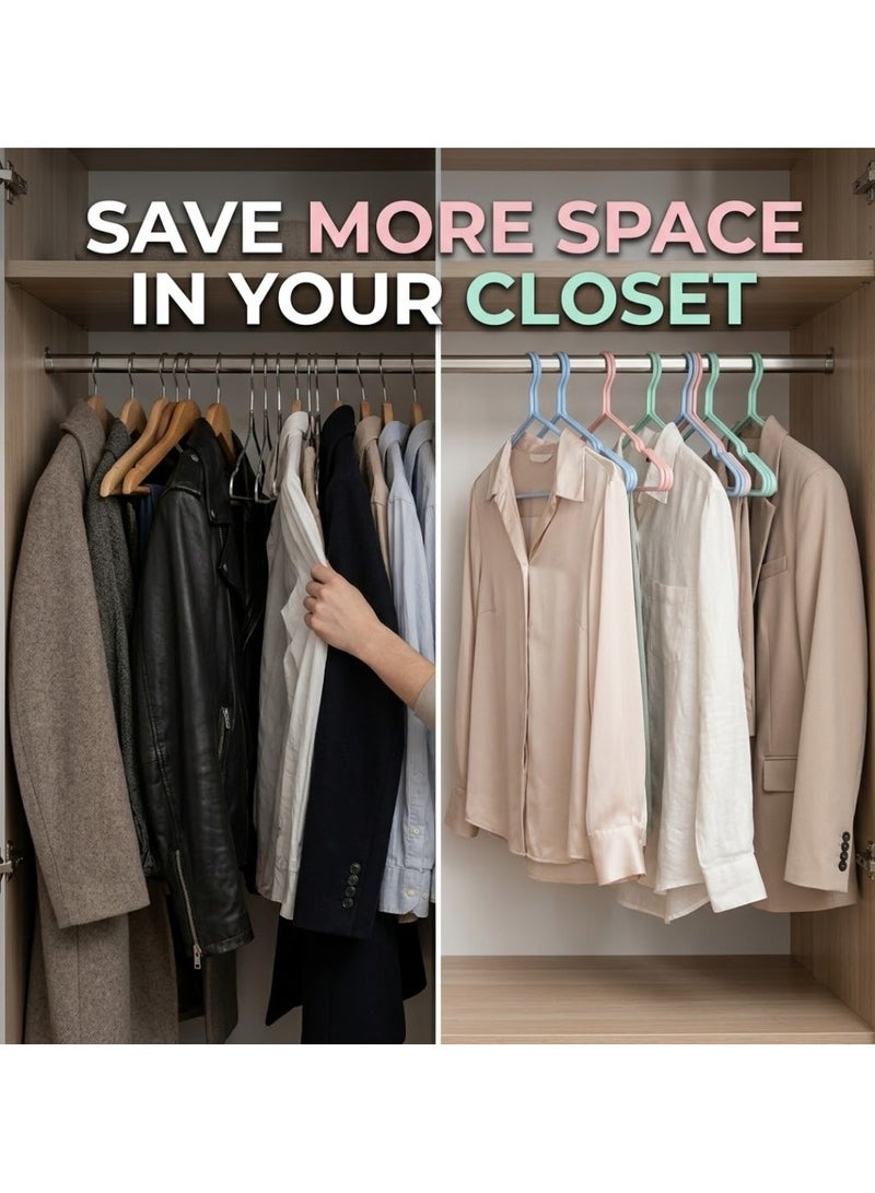CHEEMAISTIC 10 Pieces Stainless Steel Non-Slip Clothes Hangers - Heavy Duty Metal Slim Hangers Rust Resistant Space Saving Closet Organizer for Shirts, Pants, Dresses, Coat Wardrobe Storage - Multicolour - Image 2