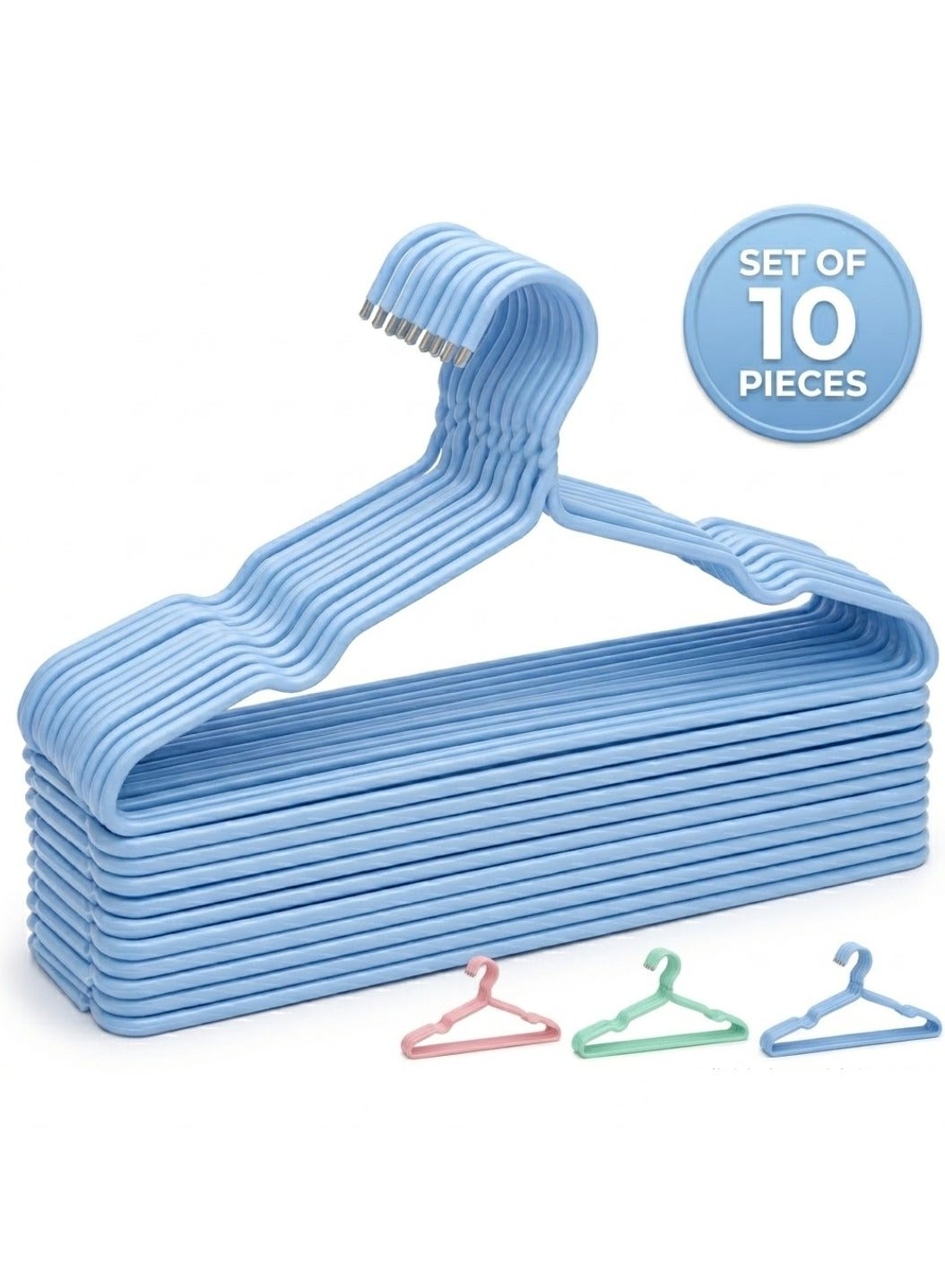 10 Pieces Stainless Steel Non-Slip Clothes Hangers - Heavy Duty Metal Slim Hangers Rust Resistant Space Saving Closet Organizer for Shirts, Pants, Dresses, Coat Wardrobe Storage - Multicolour
