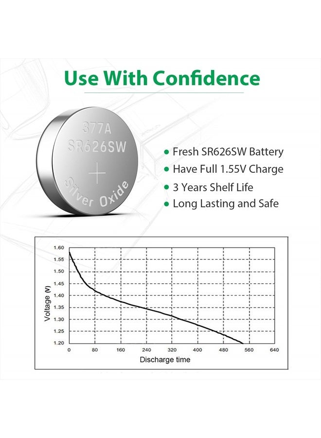 LiCB 10 Pack SR626SW 377 Watch Battery,Long-Lasting & Leak-Proof,High Capacity Silver Oxide 1.55V Button Cell Batteries for Watch  - Image 3