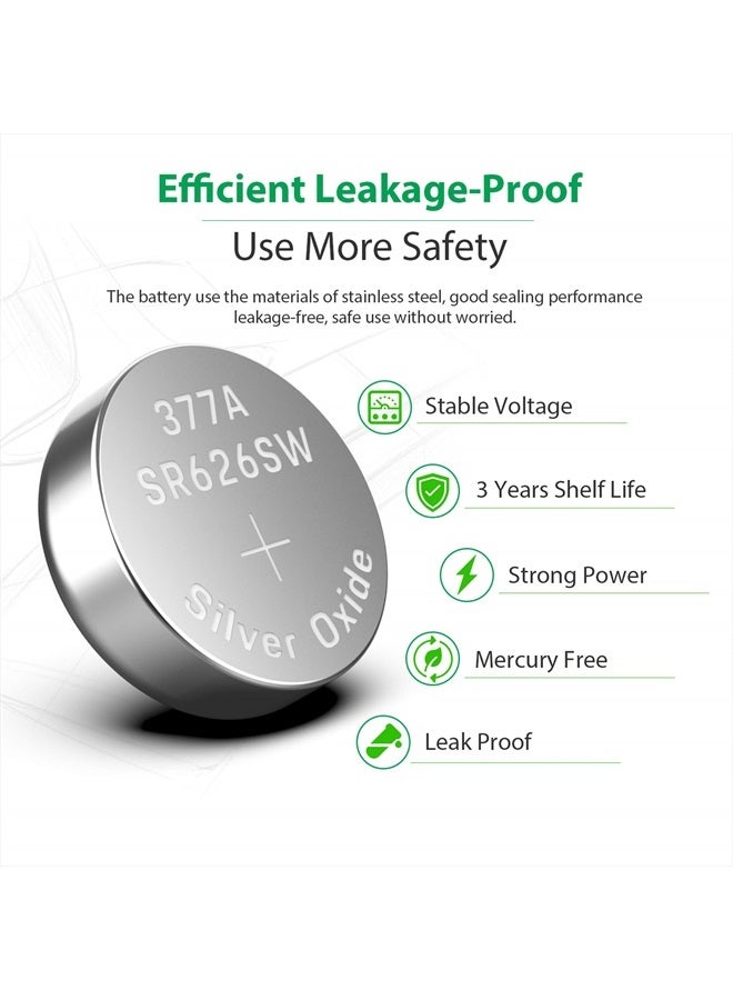LiCB 10 Pack SR626SW 377 Watch Battery,Long-Lasting & Leak-Proof,High Capacity Silver Oxide 1.55V Button Cell Batteries for Watch  - Image 5