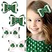winthrop 4 Pcs St Patricks Day Hair Clips Bow Hair Accessories Cute Clover Pattern Glitter Sparkly Hair Barrettes Holiday Headdress Hairpin for Girls Women Kids Party Cosplay Prezzie - Image 2