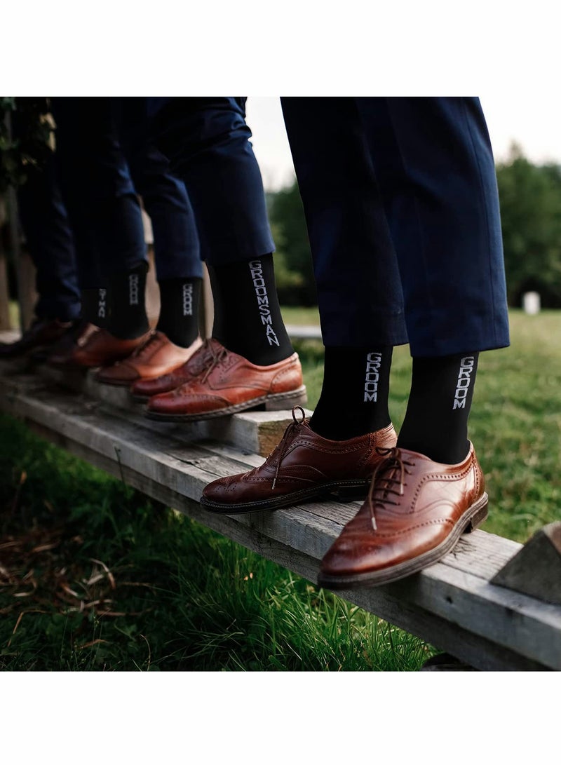 KASTWAVE Men Socks, Men's Groom Socks Groomsmen Dress Socks Best Man Crew Socks Proposal Novelty Funny Socks - Image 3