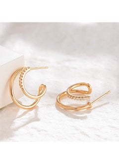 Mevecco Women Hoop Earrings Gold Open C Shape 14K Gold Filled Small Simple Handmade Hypoallergenic Everyday Illusion Jewelry  - Image 5