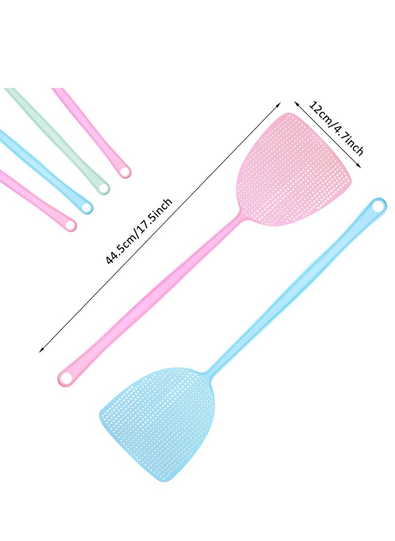 Fly Swatter 4 Pack, Plastic Fly Swatters Heavy Duty, Assorted Colors Strong Flexible Manual Fly Swatter with Long Handle, Insects, Bugs and Fly Killer (Random Selection of Colors)