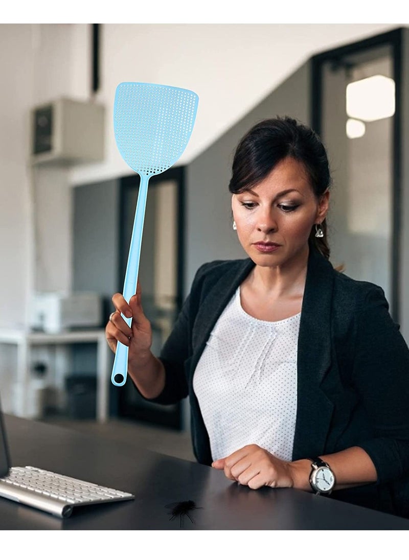 Fly Swatter 4 Pack, Plastic Fly Swatters Heavy Duty, Assorted Colors Strong Flexible Manual Fly Swatter with Long Handle, Insects, Bugs and Fly Killer (Random Selection of Colors)