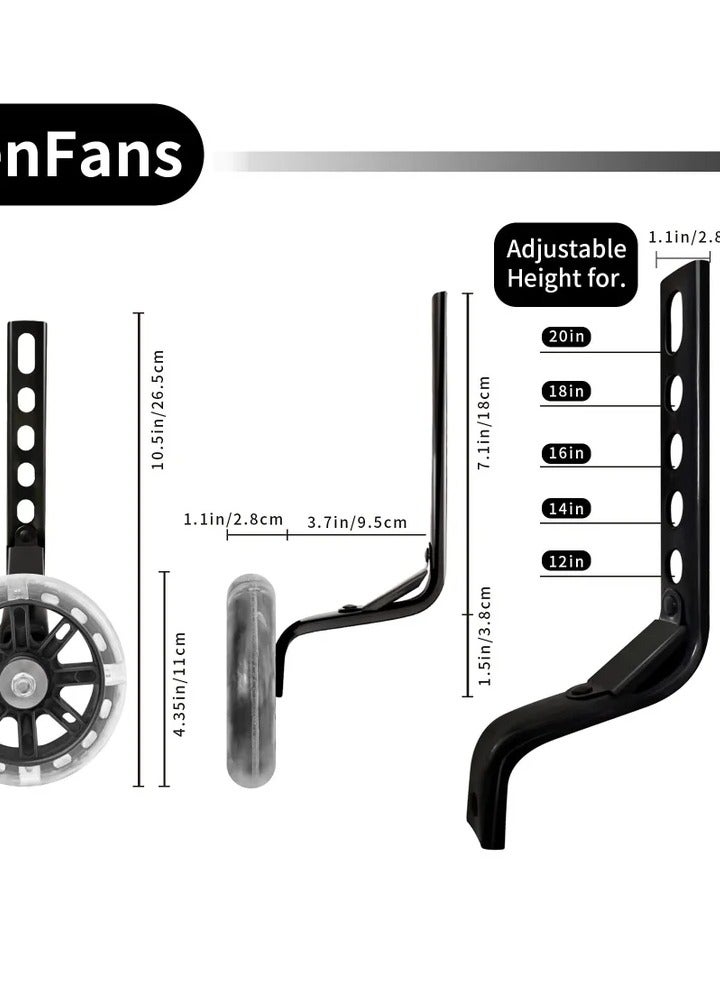 Generic Kids Bike Support Wheel, Rear Training Wheel Stabilizer for 12 14 16 18 20 Inch Bike Silent Flash Wheel Boys and Girls Practice Stabilizer Mounting Kit (1 Set, Black) - Image 4