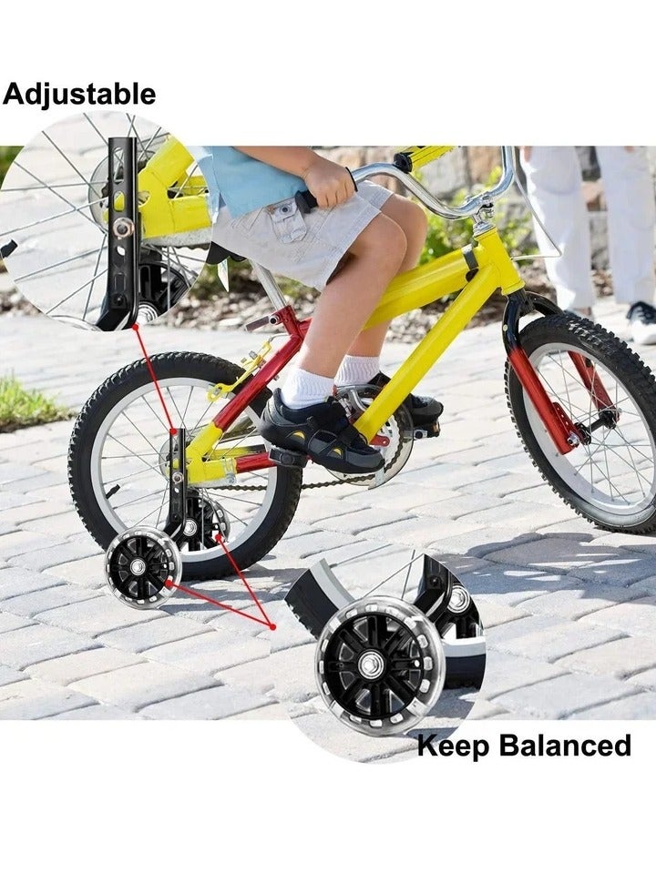 Generic Kids Bike Support Wheel, Rear Training Wheel Stabilizer for 12 14 16 18 20 Inch Bike Silent Flash Wheel Boys and Girls Practice Stabilizer Mounting Kit (1 Set, Black) - Image 2