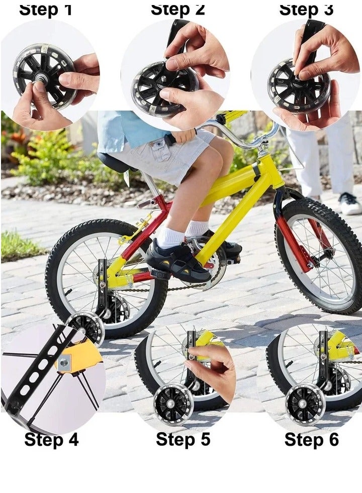 Generic Kids Bike Support Wheel, Rear Training Wheel Stabilizer for 12 14 16 18 20 Inch Bike Silent Flash Wheel Boys and Girls Practice Stabilizer Mounting Kit (1 Set, Black) - Image 3