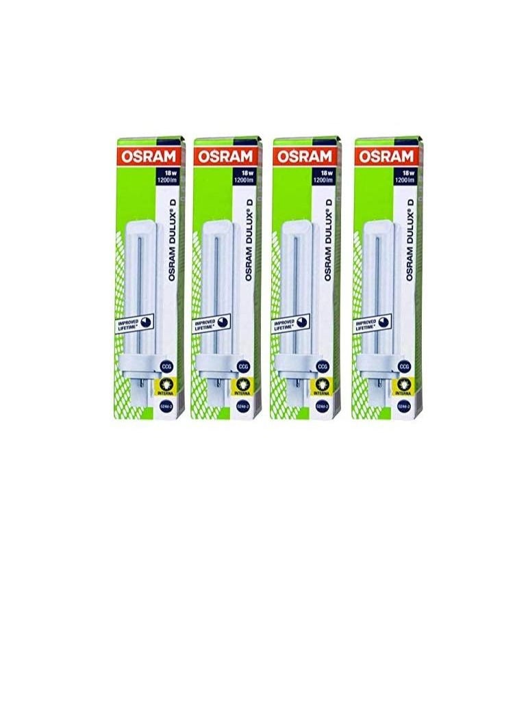 Osram Osram Long Lasting Home Decorative High Quality and Durable Fluorescent Lamp Energy Saver 2 Pin CFL Bulb 18 W Pack Of 4 WARM WHITE  - Image 1