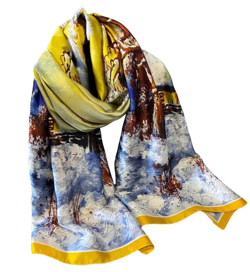 Acotavie Scarfs for Women Dressy Fashion Scarves Long Floral Pattern Scarf Lightweight Sunscreen Shawls, C026, 70.86 inches x 35 inches - Image 1