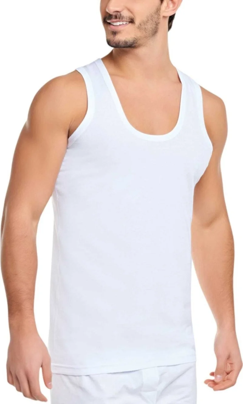 Seher Yıldızı Morning Star Morning Men's White 6 Pack Cotton Classic Combed Cotton Undershirt