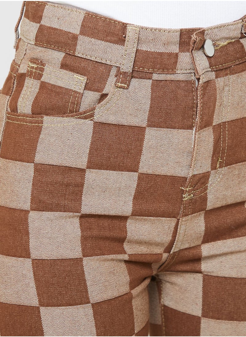 Ginger - Checkered Mom Fit Jeans - Image 1