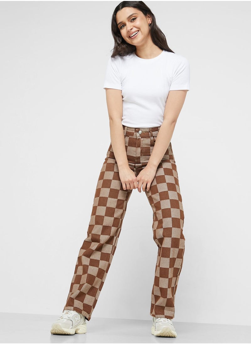 Ginger - Checkered Mom Fit Jeans - Image 1
