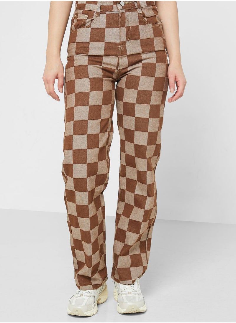 Ginger - Checkered Mom Fit Jeans - Image 1