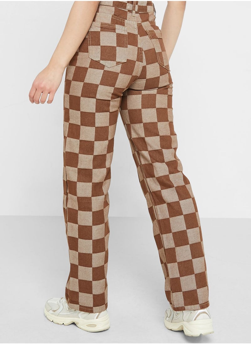 Ginger - Checkered Mom Fit Jeans - Image 1
