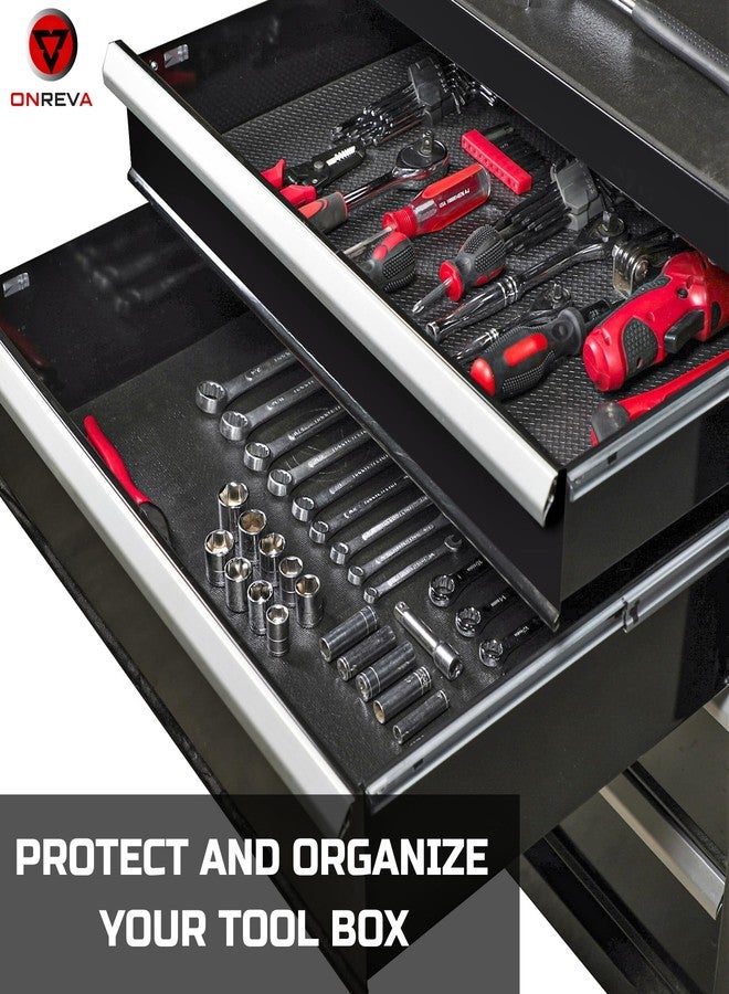 ONREVA Tool Box Liner 16 inch wide x 6 ft Large, Thick Heavy Duty Toolbox Drawer Liners, Rolling Tool Chest Foam Mat, Shelf Rubber Mat, Black Non-slip Organizer Pad for Cabinet, Workbench - Image 2