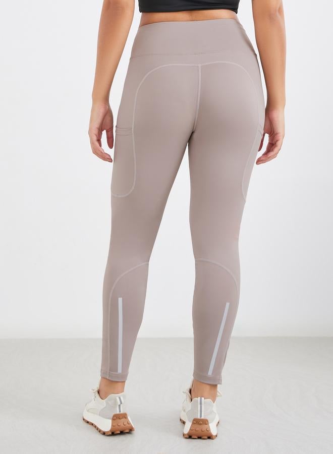Styli Gymspire Edition - Calf Reflective Striped Pocket Detail Leggings - Image 5