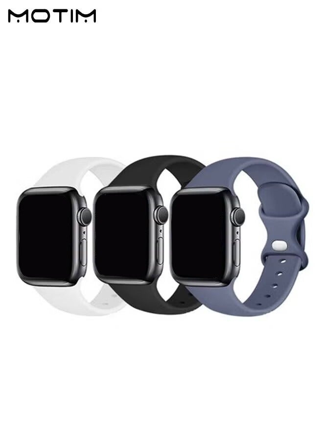 3 Pcs Silicone Apple Watch Strap/Band Compati0ble With 49mm/46mm/45mm/44mm/42mm S/M, Waterproof Soft Silicone Replacement Strap for iWatch Ultra SE Series 11/10/9/8/7/6/5/4/3/2/1