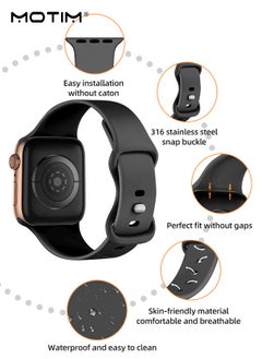 Motim 3 Pcs Silicone Apple Watch Band Compatible With 42mm/44mm/45mm S/M, Waterproof Soft Silicone Sport Strap Replacement Strap for iWatch Ultra SE Series 10/9/8/7/6/5/4/3/2/1  - Image 4