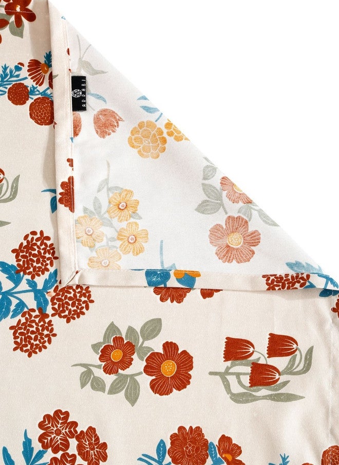 Arrabi Cream Floral Polycotton 300 TC King Fine Bedsheet with 2 Pillow Covers - 106 x 102 inches - Image 4