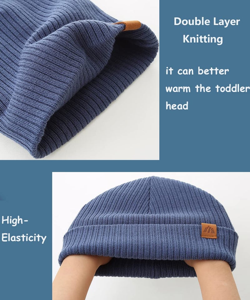 Moon Kitty Baby Beanies Hats Soft Warm Knitted Infant Toddler Hats Caps for Boys Girls 2 Pack - Image 4