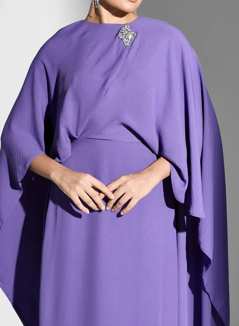 Namshi x Cape Styled Gown With Embellised Detail