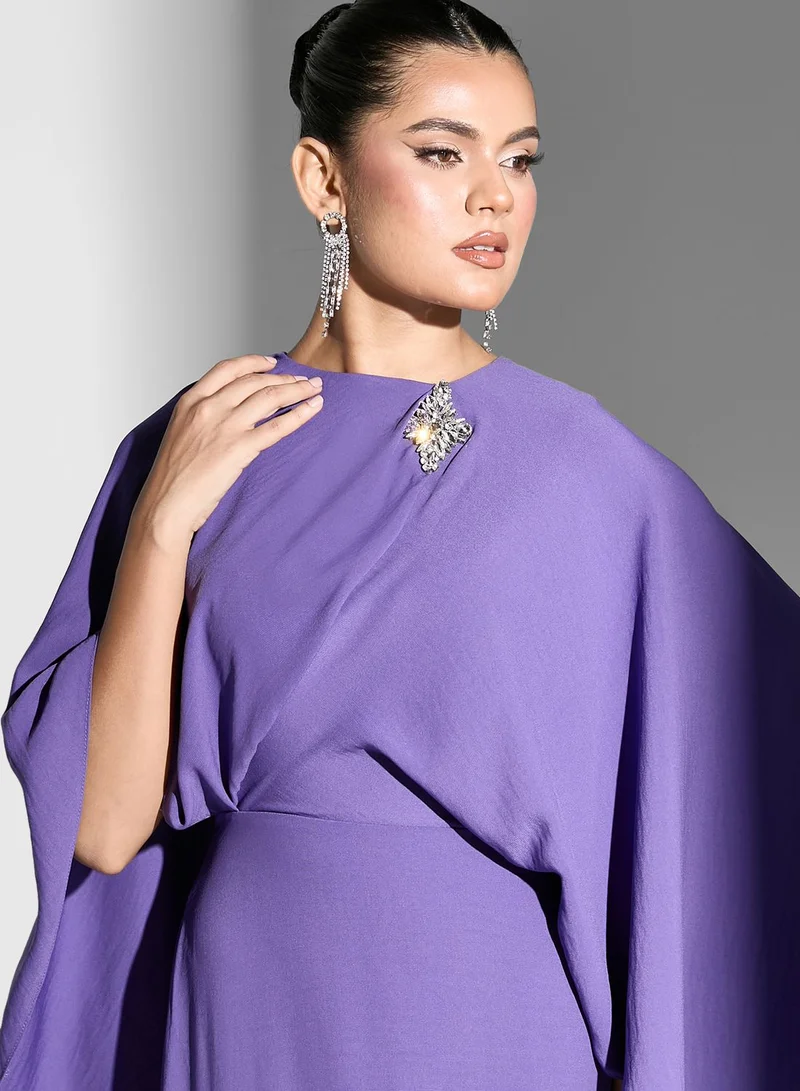Namshi x Cape Styled Gown With Embellised Detail