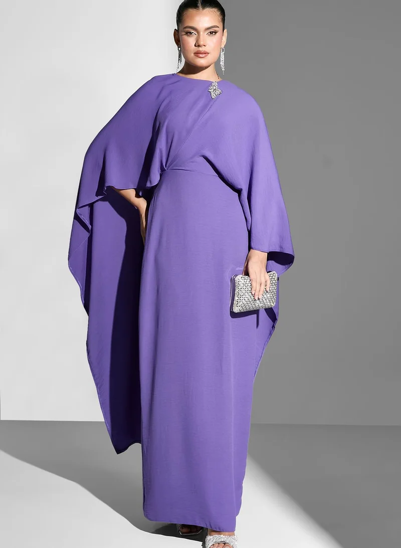 Namshi x Cape Styled Gown With Embellised Detail