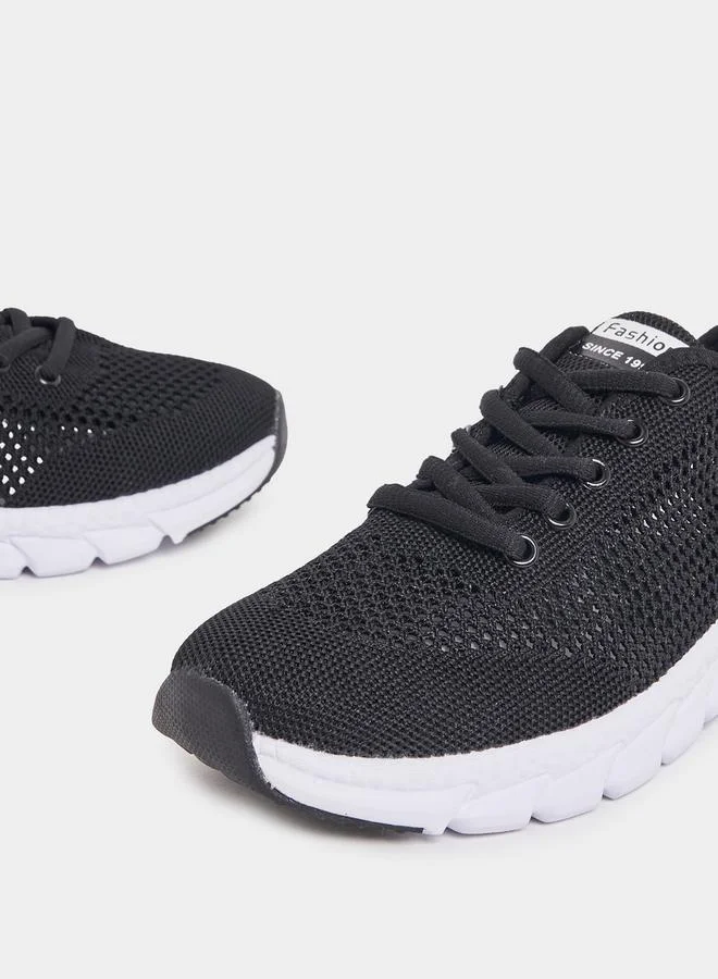ستايلي Mesh Design Lace-Up Sneakers