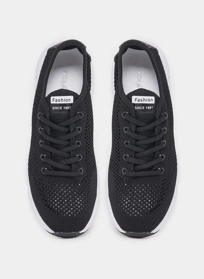 ستايلي Mesh Design Lace-Up Sneakers